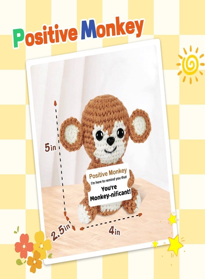 Hoedia Funny for Her/Him/Friend/Coworker - Emotional Positive Crochet Animals Monkey, Women Men Unique Thank You Inspirational Support Gift for Christmas, Birthday, Retirement, Desk Decor - Image 2