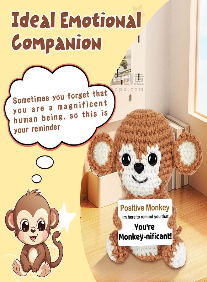 Hoedia Funny for Her/Him/Friend/Coworker - Emotional Positive Crochet Animals Monkey, Women Men Unique Thank You Inspirational Support Gift for Christmas, Birthday, Retirement, Desk Decor - Image 4