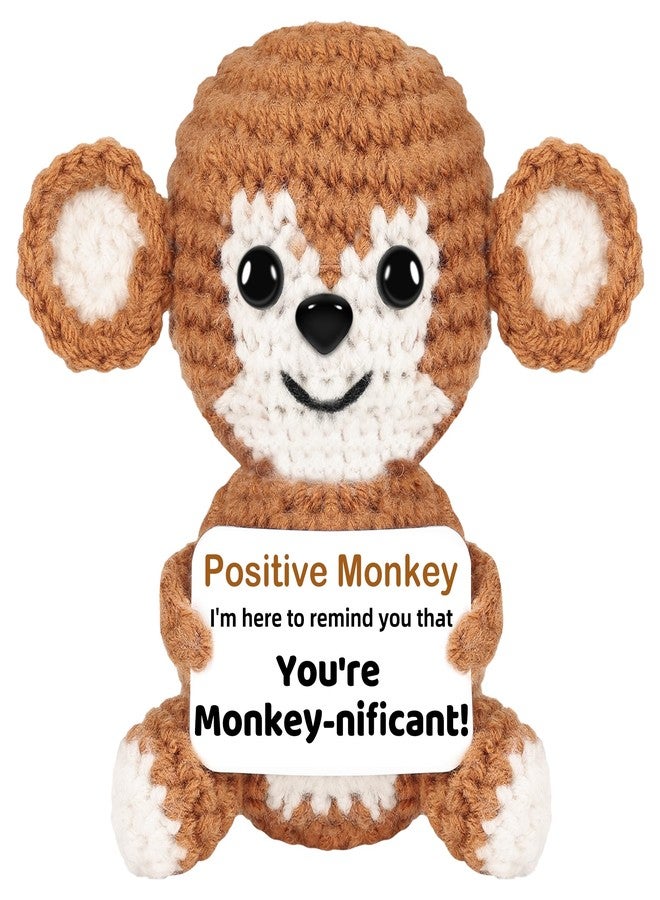 Hoedia Funny for Her/Him/Friend/Coworker - Emotional Positive Crochet Animals Monkey, Women Men Unique Thank You Inspirational Support Gift for Christmas, Birthday, Retirement, Desk Decor - Image 1