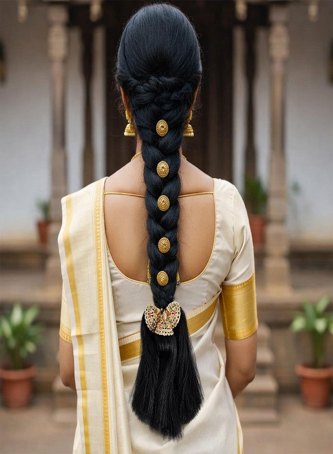 THANUS CRAFT THANU'S CRAFT Traditional Pula Poola Jada Billalu Hair Choti Ornaments Beera Bharatanatyam Kuchipudi Classical Dance Jewellery for Women & Girls (Jada Savaram Net) - Image 2