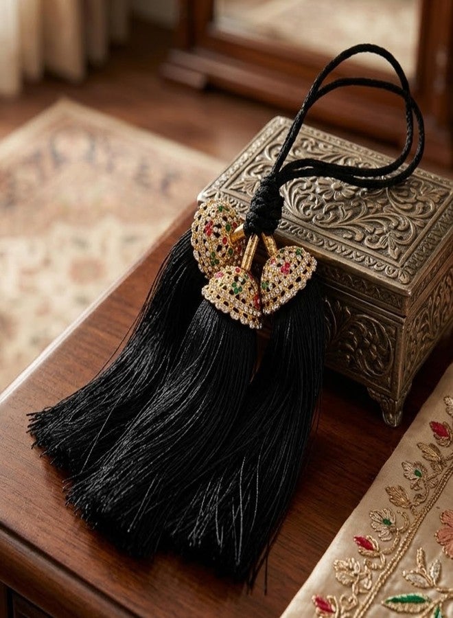 THANUS CRAFT THANU'S CRAFT Traditional Pula Poola Jada Billalu Hair Choti Ornaments Beera Bharatanatyam Kuchipudi Classical Dance Jewellery for Women & Girls (Jada Savaram Net) - Image 4