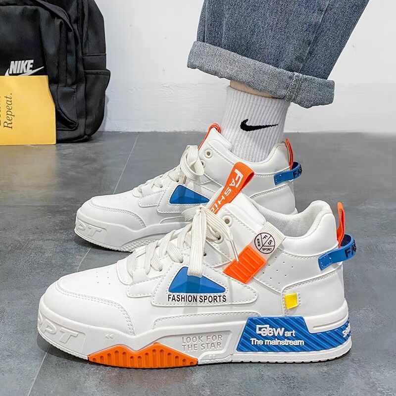 Autumn Men'S Shoes New Breathable High-Top Shoes Men'S Trendy All-Match White Shoes Platform Sneaker Casual Board Shoes - Image 3
