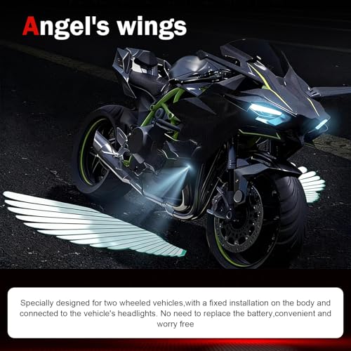 Qurbuns 2 PCS Motorcycle Projector Lights, Angel Wing Led Underglow Kit, Night High-Visibility Motorcycle Shadow Light Accessories, Universal for Most Motorcycles (White) - Image 5