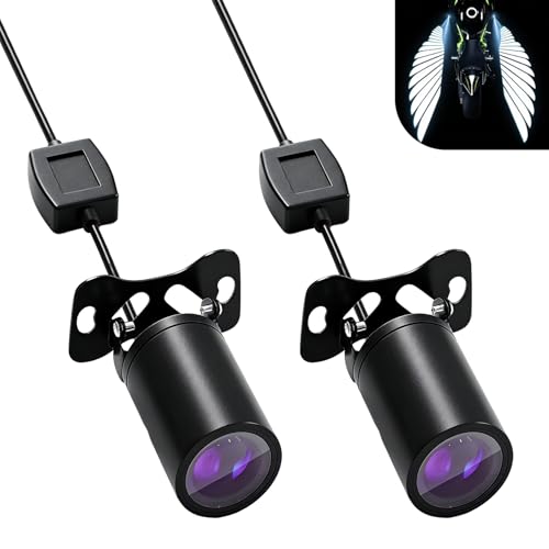 Qurbuns 2 PCS Motorcycle Projector Lights, Angel Wing Led Underglow Kit, Night High-Visibility Motorcycle Shadow Light Accessories, Universal for Most Motorcycles (White) - Image 1