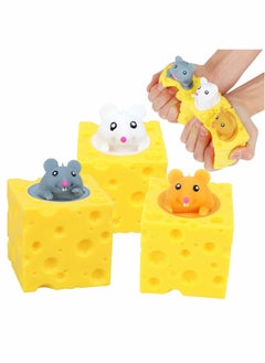 SYOSI Sensory Fidget Toys, Squeeze Cheese Rat Stress Ball, Cute Squishy Cheese Mouse Decompression Exhaust Toy  - Image 1