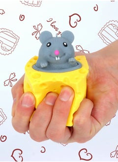SYOSI Sensory Fidget Toys, Squeeze Cheese Rat Stress Ball, Cute Squishy Cheese Mouse Decompression Exhaust Toy  - Image 5