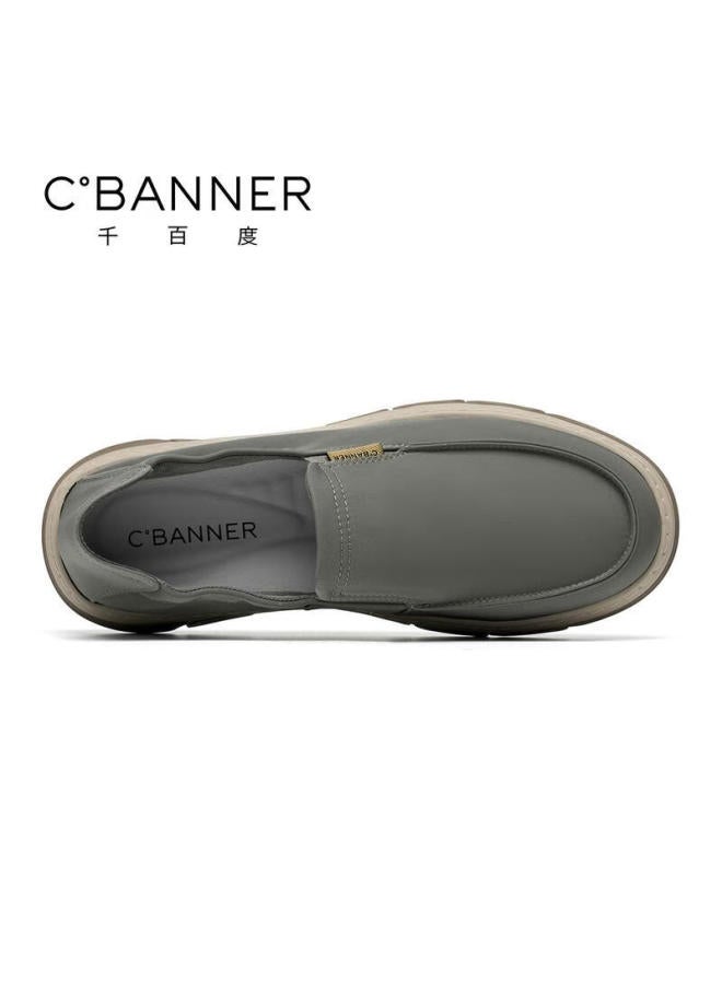 C.banner Men's Breathable Slip-on Casual Shoes Lightweight Lazy Shoes Simple Men's Shoes Grey Size 43