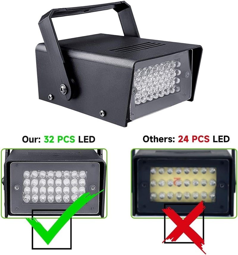 MADOWL 2 Packs 32 LED Strobe Lights for Halloween, Party, and Room - Mini Flashing Light With Multiple Modes - Image 3