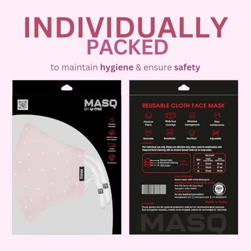 MASQ Polka Dot Combo, Embroidered 4-Layer Premium 100% Pure Cotton Cloth Mask,Anti-Pollution, Filteration Efficiency (BFE)>99%, Reusable & Adjustable, Pink, White & Blue, Pack of 3 - Image 3