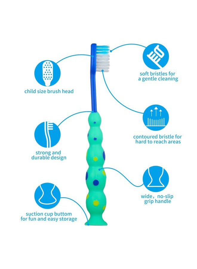 Lauwell Toddler Toothbrush Kids Manual Toothbrush Individually Wrapped Toothbrushes with Covers Suction Cup Toothbrush Lovely Soft Bristle Animal Toothbrush for Kids Sensitive Teeth (36 Pieces) - Image 3