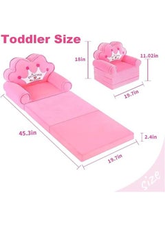 HOOKOR kids sofa,Kids Foldable Sofa Bed, Princess Chair for Toddlers 1-3, Pink Cartoon Shape, High Density Foam, Fold Out Couch for Bedroom, Sofa Bed for Girls, 45.3x19.7x2.4 inches, 4.4 lbs (Pink)  - Image 3