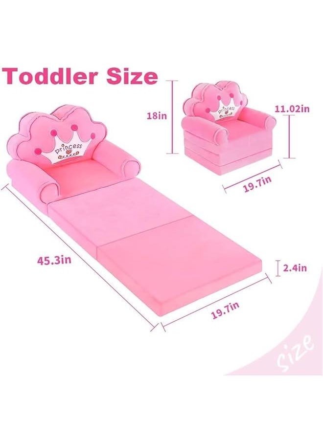 HOOKOR kids sofa,Kids Foldable Sofa Bed, Princess Chair for Toddlers 1-3, Pink Cartoon Shape, High Density Foam, Fold Out Couch for Bedroom, Sofa Bed for Girls, 45.3x19.7x2.4 inches, 4.4 lbs (Pink)  - Image 3