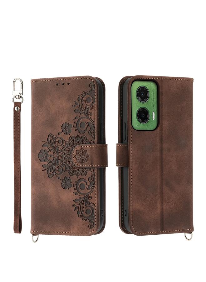 erorex Case For Motorola Moto G35 Skin Feel Flowers Embossed Wallet Leather Phone Case - Image 1