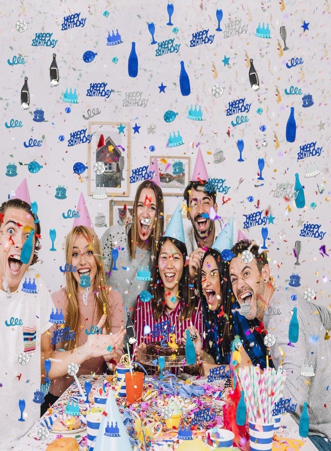 KALOR Blue and Silver Happy Birthday Confetti, 3000 Pcs Birthday Cake Table Metallic Foil Confetti Party Table Decor for Party, Baby Shower, DIY Arts and Crafting - Image 3