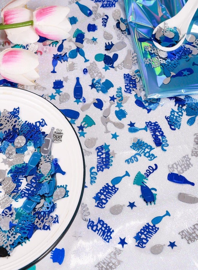 KALOR Blue and Silver Happy Birthday Confetti, 3000 Pcs Birthday Cake Table Metallic Foil Confetti Party Table Decor for Party, Baby Shower, DIY Arts and Crafting - Image 5