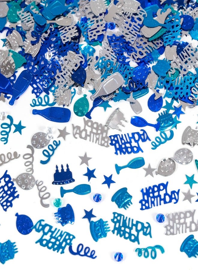 KALOR Blue and Silver Happy Birthday Confetti, 3000 Pcs Birthday Cake Table Metallic Foil Confetti Party Table Decor for Party, Baby Shower, DIY Arts and Crafting - Image 2