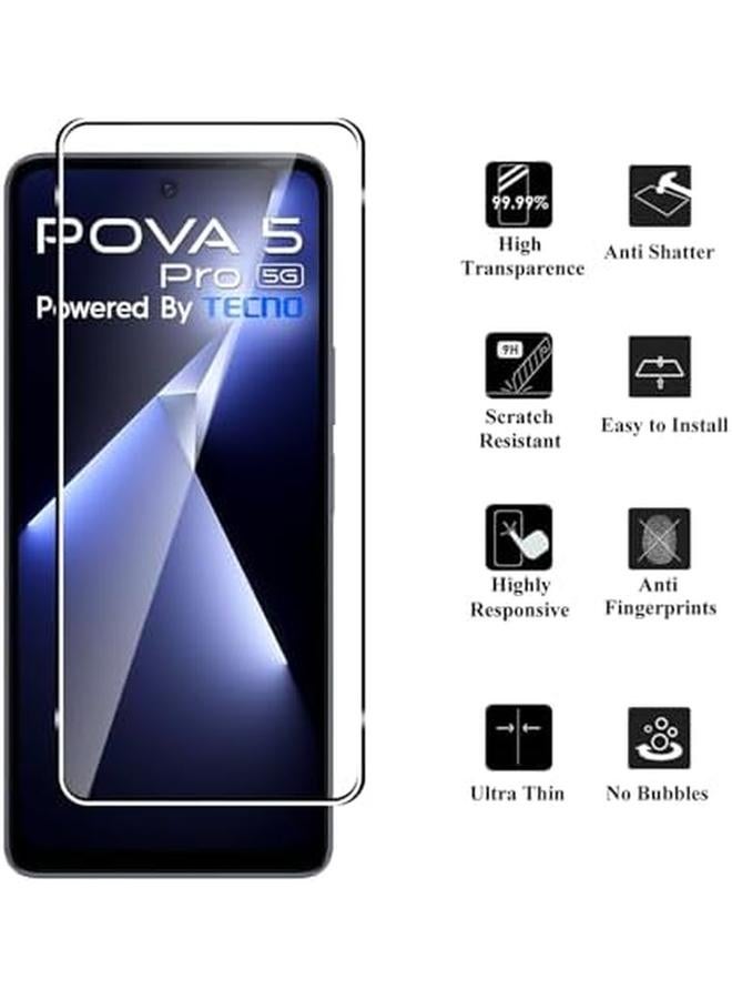 erorex 3 Tempered Glass Compatible With Tecno Pova 5 Pro 5G 9H Hardness Scratch Resistant Bubble Free Hd Screen Protector - Image 2