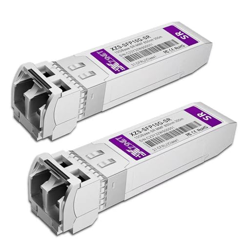 XZSNET 10GBASE-SR SFP+ Transceiver, 10G SFP+ to LC Multimode Fiber Module Compatible for Cisco SFP-10G-SR, Ubiquiti UniFi UF-MM-10G, Mikrotik S+85DLC03D, Meraki, Netgear, D-Link and More, 2 Pack - Image 1