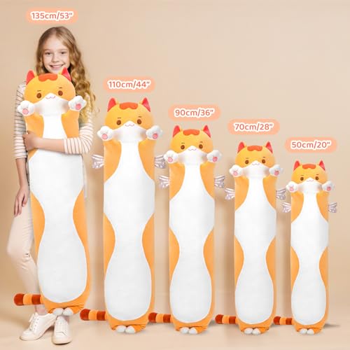 Mewaii Long Cat Plush 5 Sizes, 120% Extra Filling Giant Plushness Kids Body Pillow, Kawaii Cute Brown Cat Stuffed Animals Plushies, Big Long Body Pillow Cat Plush Gift for Girls 20” - Image 5
