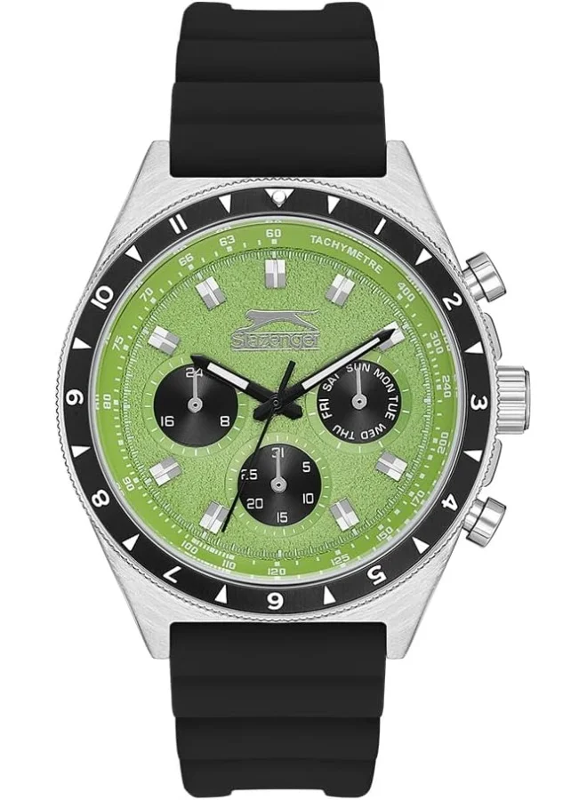 سلازنجر SLAZENGER Men's Watch, Multi Function Display and Silicone Strap - SL.9.2247.2.03, Black