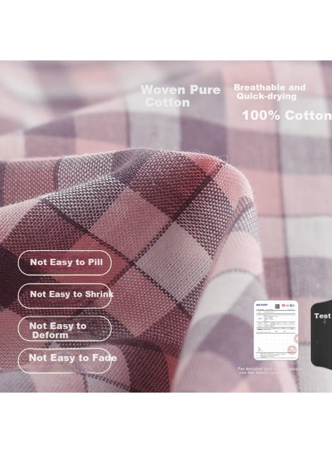 XULEN Xuanliang Women's Summer Woven Plaid Pure Cotton Seven-quarter Sleeve Nine-quarter Pants Slimming Home Wear Set - Image 2