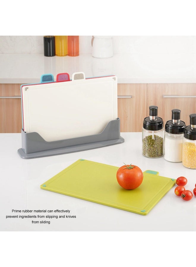 CHIYLE Plastic cutting board with storage shelf.Thicker Chopping Board Set with Color Coded Food Icon for Kitchen Different Food Types.Easy to Grasp, Anti-skid and Easy to Clean - Image 2