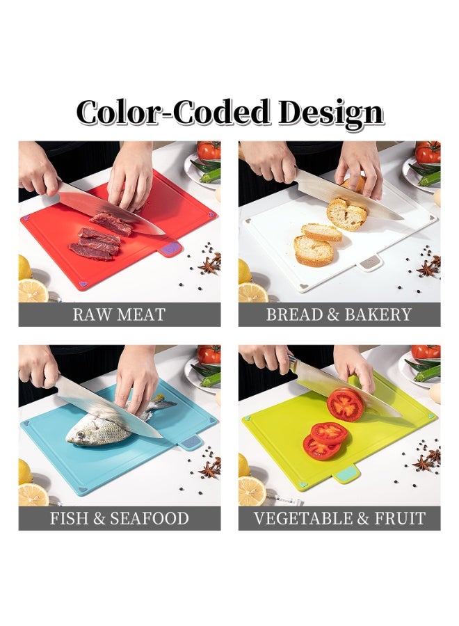 CHIYLE Plastic cutting board with storage shelf.Thicker Chopping Board Set with Color Coded Food Icon for Kitchen Different Food Types.Easy to Grasp, Anti-skid and Easy to Clean - Image 5