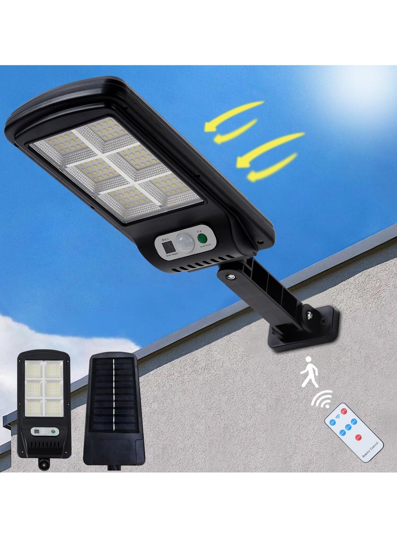 يلا جوي أدى أضواء الشارع الشمسية في الهواء الطلق ، 120 أدى أضواء ، التحكم عن بعد لاسلكي IP65 استشعار الحركة الأمن ضوء الجدار مع 3 أوضاع للحديقة ، الشارع ، سطح السفينة ، الفناء ، المرآب ، الفناء - Image 1