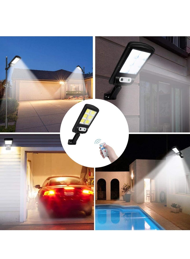 يلا جوي أدى أضواء الشارع الشمسية في الهواء الطلق ، 120 أدى أضواء ، التحكم عن بعد لاسلكي IP65 استشعار الحركة الأمن ضوء الجدار مع 3 أوضاع للحديقة ، الشارع ، سطح السفينة ، الفناء ، المرآب ، الفناء - Image 5