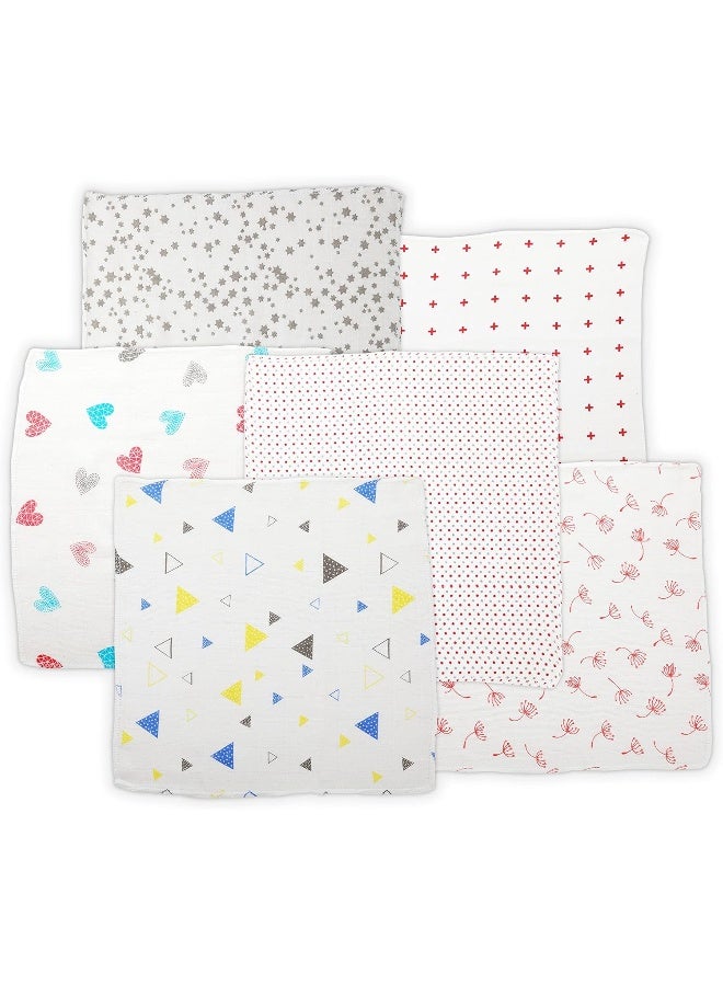 Luvlap Luv Lap Premium Baby Washcloth for New Born, 100% Muslin Cotton Cloth, Washable, Reusable, Absorbent, Extra Soft Face Towels/Washcloth for Babies, 6 Pcs, Dots, Hearts Print - Image 4