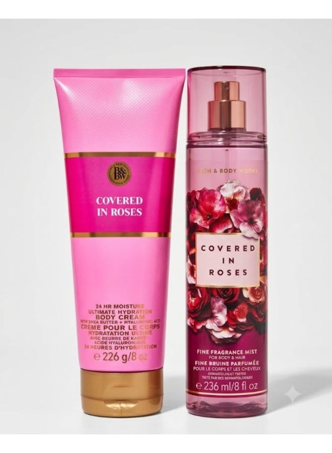 Bath & Body Works Covered In Roses Ultimate Hydration Body Cream & Covered In Roses Fine Fragrance Mist Bundle - Image 1