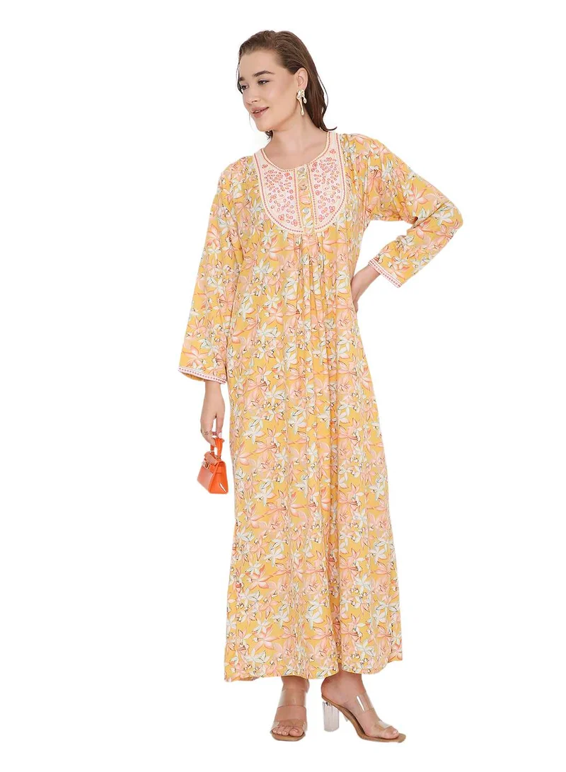 HANA & SARA BEAUTIFUL PRINTED LONG ARABIC KAFTAN FARASHA JALABIYA DRESSES