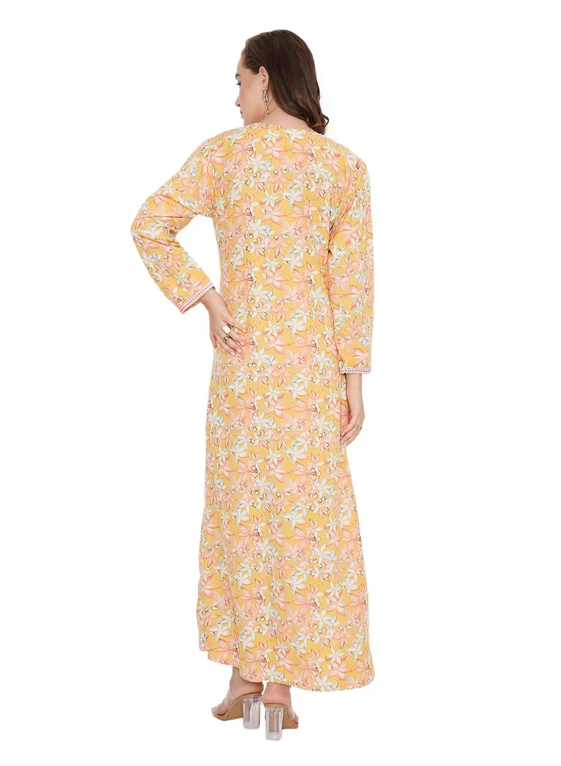 HANA & SARA BEAUTIFUL PRINTED LONG ARABIC KAFTAN FARASHA JALABIYA DRESSES