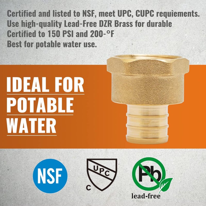 SUNGATOR 2-Pack 3/4" PEX to 3/4" Female NPT Brass Fittings, UPC Certified - Image 5
