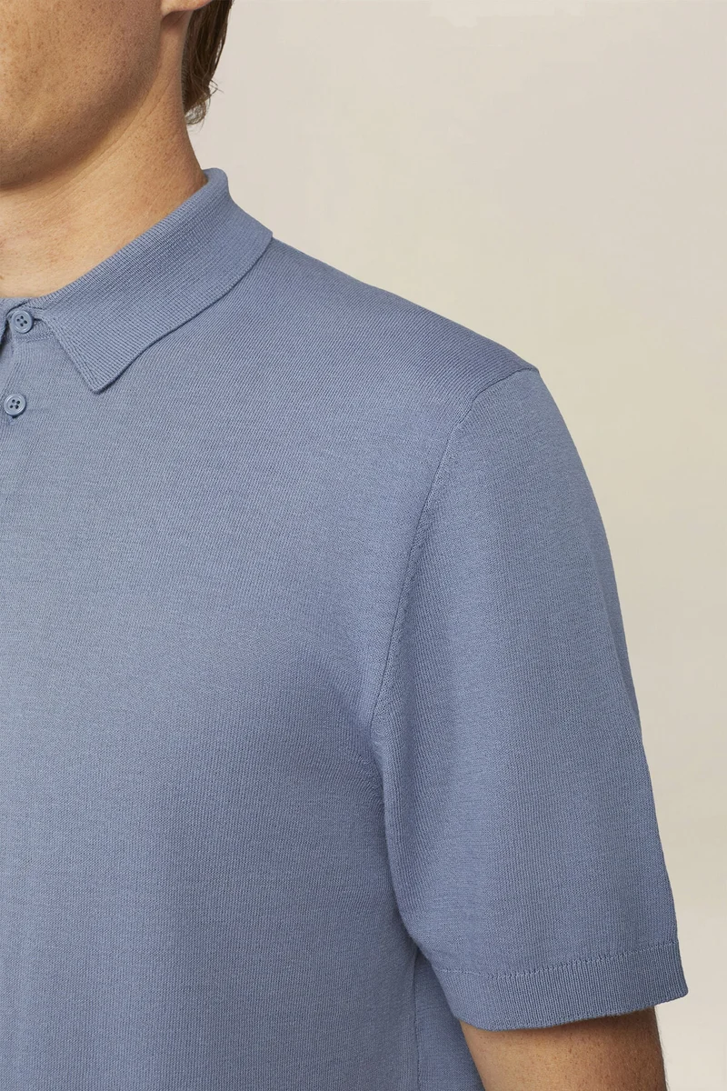 Doppelganger Blue Men's regular fit 100% cotton knitted polo shirt - Sky for Men | Best Price UAE