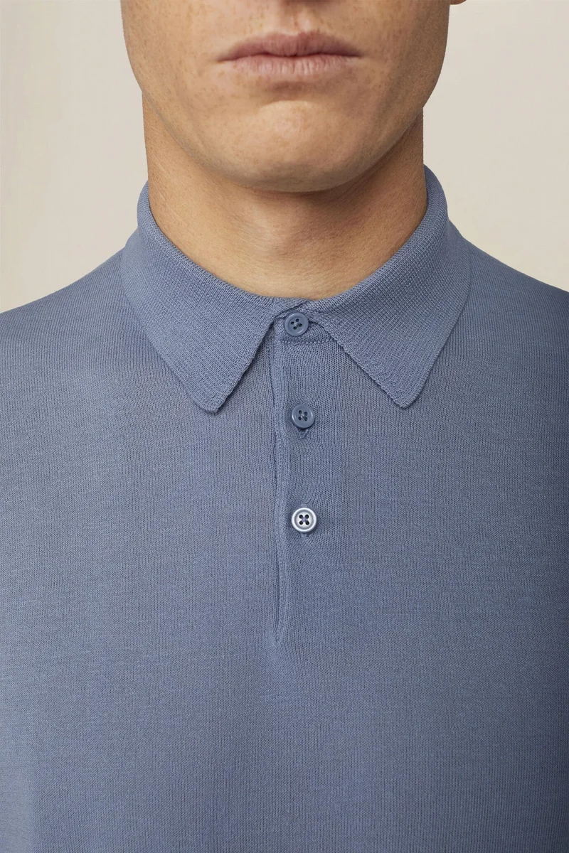 Doppelganger Blue Men's regular fit 100% cotton knitted polo shirt - Sky for Men | Best Price UAE