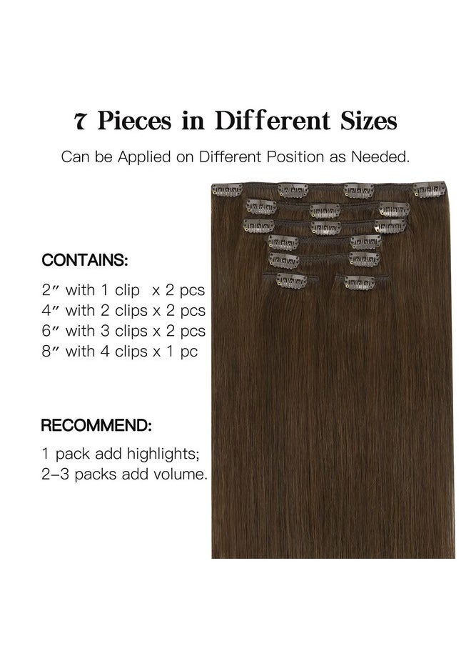 hotbanana - Human Hair Clip In Hair Extensions Light Dark Brown 120G Clip In Hair Extensions Real Human Hair Straight Remy Hair Clip In Hair Extensions 18 Inch 7Pcs - Image 1