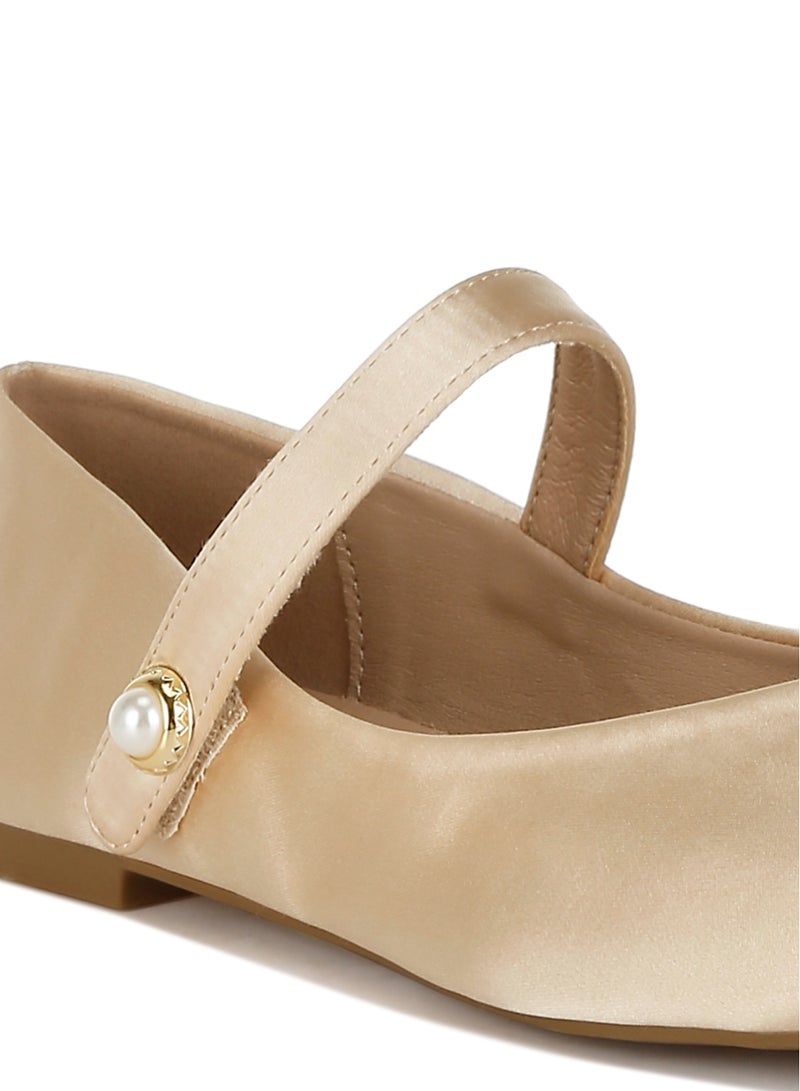 London Rag Gold Patent Toe Cap Satin Mary Jane - Image 5