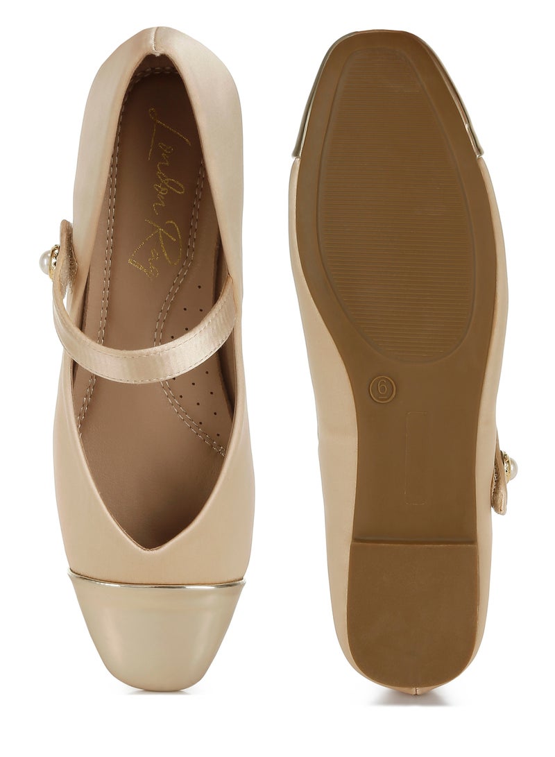 London Rag Gold Patent Toe Cap Satin Mary Jane - Image 4