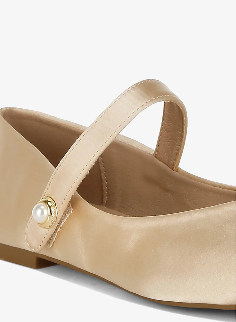 London Rag Gold Gold Patent Toe Cap Satin Mary Jane for Women | Best Price UAE