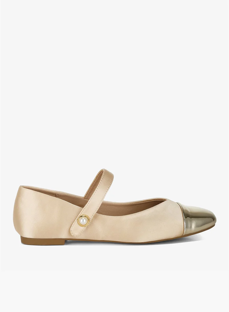 Gold Patent Toe Cap Satin Mary Jane
