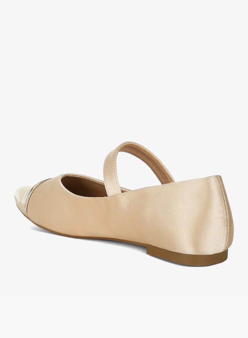 London Rag Gold Gold Patent Toe Cap Satin Mary Jane for Women | Best Price UAE