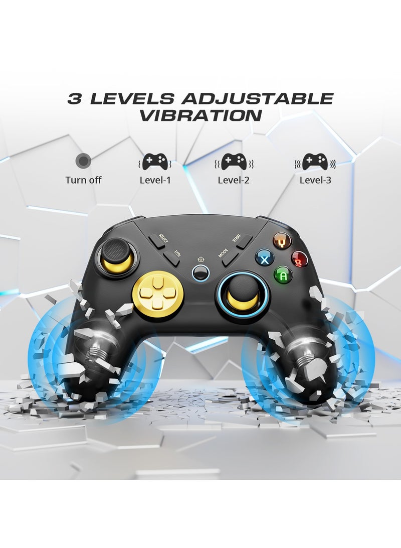 Wireless Gaming Gamepad Suitable for Switch, PC, Android, Simulates Real Vibration and Precise ons, Cool Gaming Controller for Children and Adults,Black - Image 4