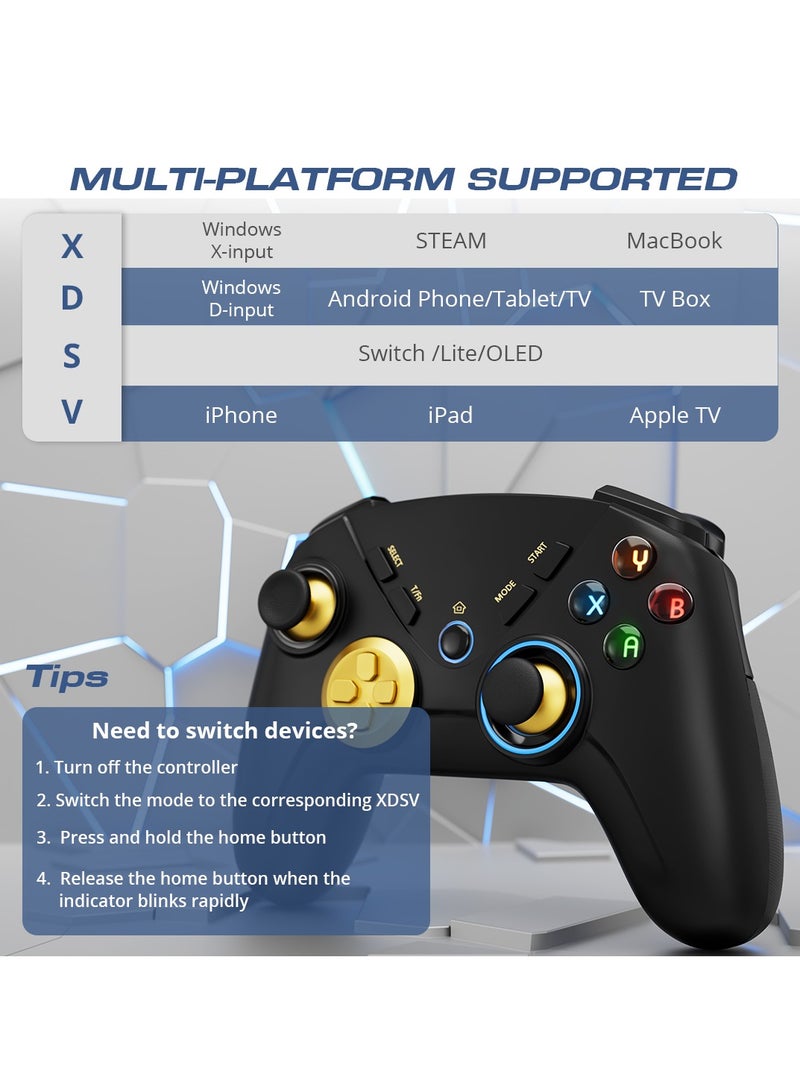 Wireless Gaming Gamepad Suitable for Switch, PC, Android, Simulates Real Vibration and Precise ons, Cool Gaming Controller for Children and Adults,Black - Image 3