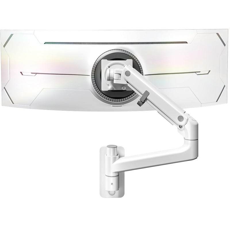monTEK Monitor Wall Mount for 17-57â€œ up to 59.4 lbs Ultrawide Screens, Single Heavy-Duty Aluminum Gas Spring Monitor Arm with Full Motion Adjustment, VESA 75x75/100x100 Compatible, White - Image 1