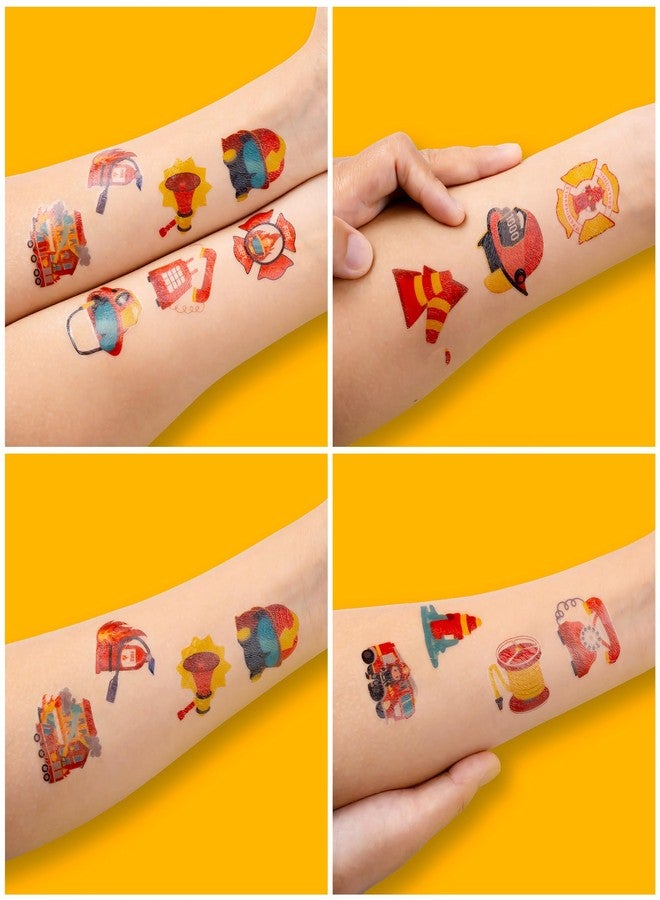 91TATTOOS 60 PCS Firefighter Firetruck Pre-Cut Temporary Tattoos for Kids - Image 5