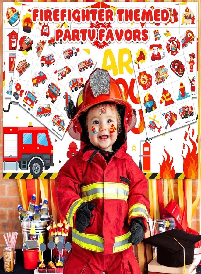 91TATTOOS 60 PCS Firefighter Firetruck Pre-Cut Temporary Tattoos for Kids - Image 2