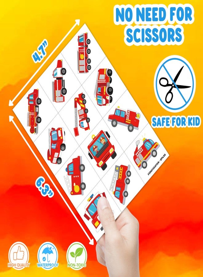 91TATTOOS 60 PCS Firefighter Firetruck Pre-Cut Temporary Tattoos for Kids - Image 4