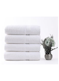White Rose Towel White Rose 4-Piece  Set, 100% Premium Cotton 530 GSM Superior Quality, Quick Dry Highly Absorbent Thick Bathroom Soft Hotel s for Bath And Spa,  Set Includes 4 Bath s (70x140 cm) White  - Image 1