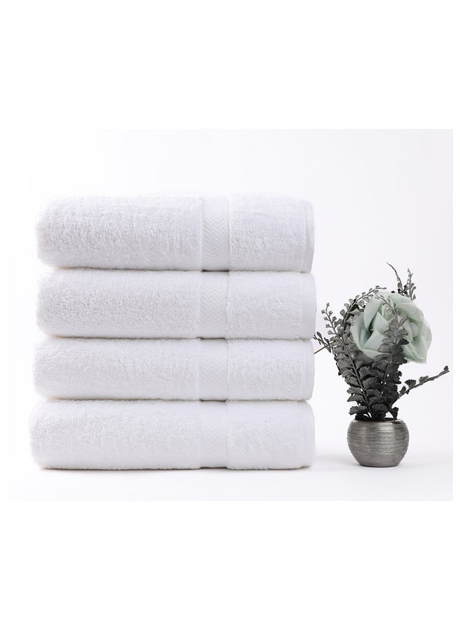 White Rose Towel White Rose 4-Piece  Set, 100% Premium Cotton 530 GSM Superior Quality, Quick Dry Highly Absorbent Thick Bathroom Soft Hotel s for Bath And Spa,  Set Includes 4 Bath s (70x140 cm) White  - Image 1